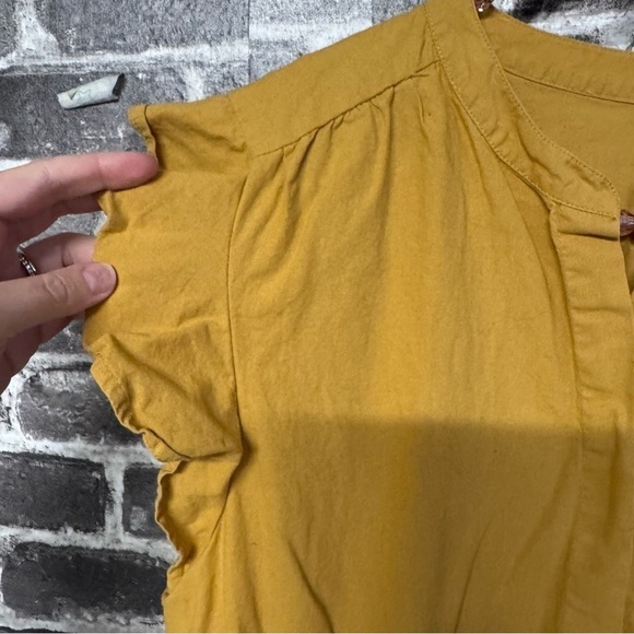 ba&sh Cecile Ruffle Sleeve Romper Playsuit Jumpsuit in Yellow Ochre - Picture 4 of 16